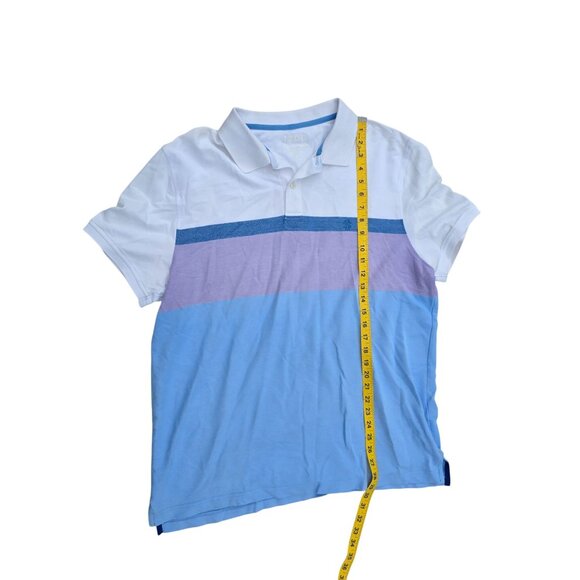 Izod Mens XL Colorblock Polo Shirt In White/Blue/Lavender Cotton Blend - Picture 3 of 5